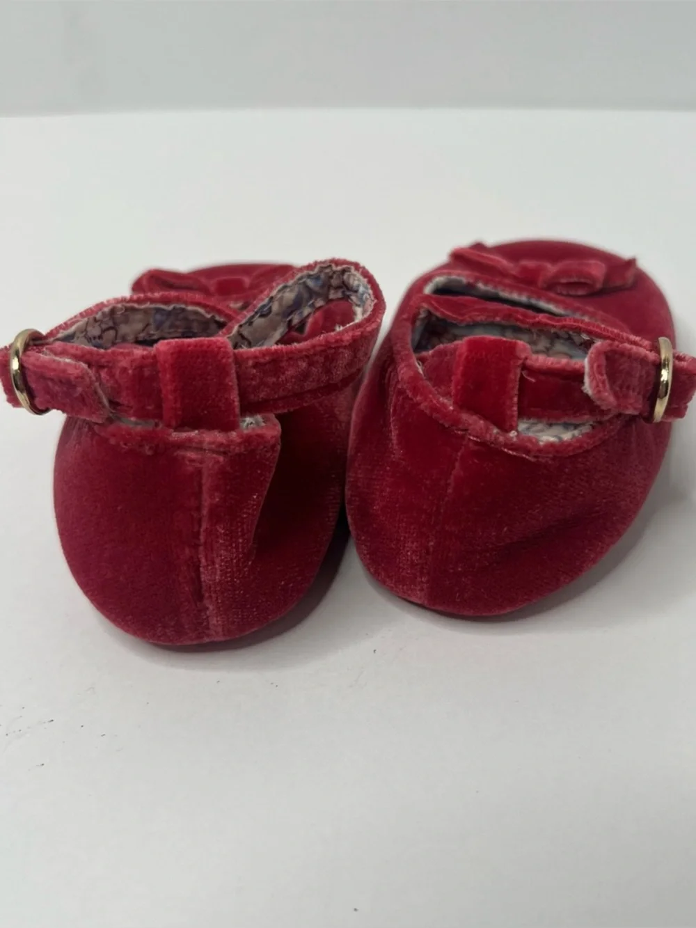 Janie And Jack Baby Girl Crib Buckle Shoes Velvet Pink Sz 12-18 Months Fancy